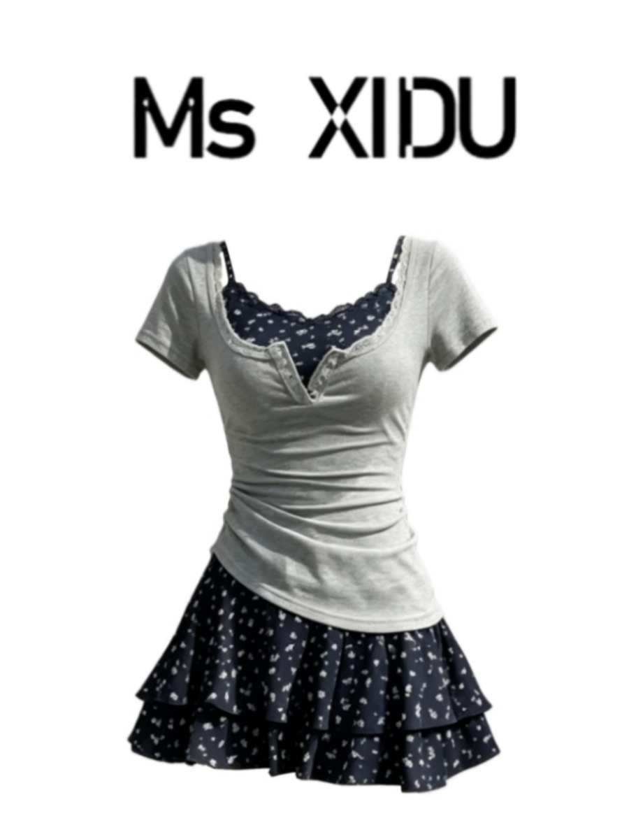 Korean Style Summer Outfit Set - Korean Style A Line Shirt Dress 评论和价格
