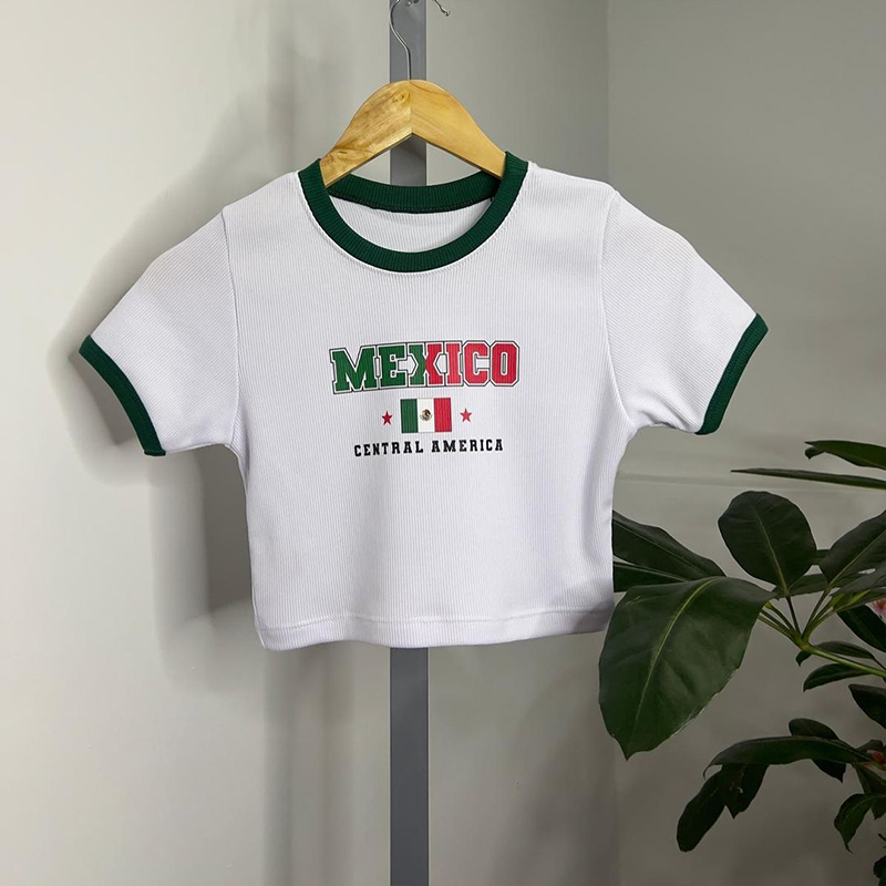Mexico Fairycore Slim T-shirts - Y2K Graphic Baby Tee Crop 评论和价格
