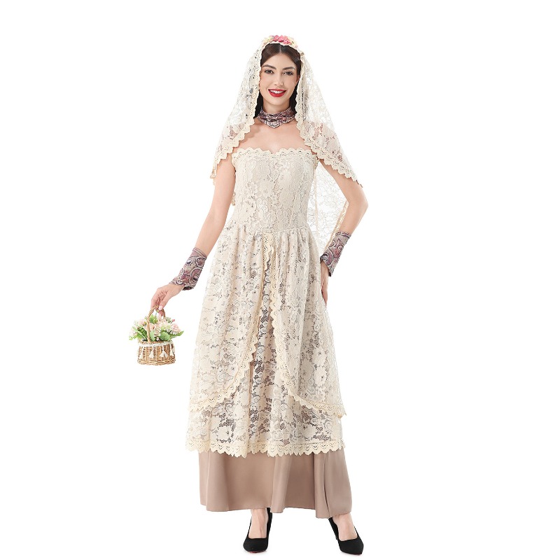 Women Vintage Lace Maxi Dress  - Dresses 评论和价格