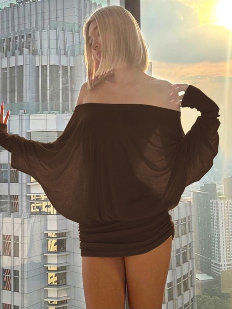 New Fashion Off Shoulder Sheer - Sexy Mesh Sheer Bodycon Dress 评论和价格
