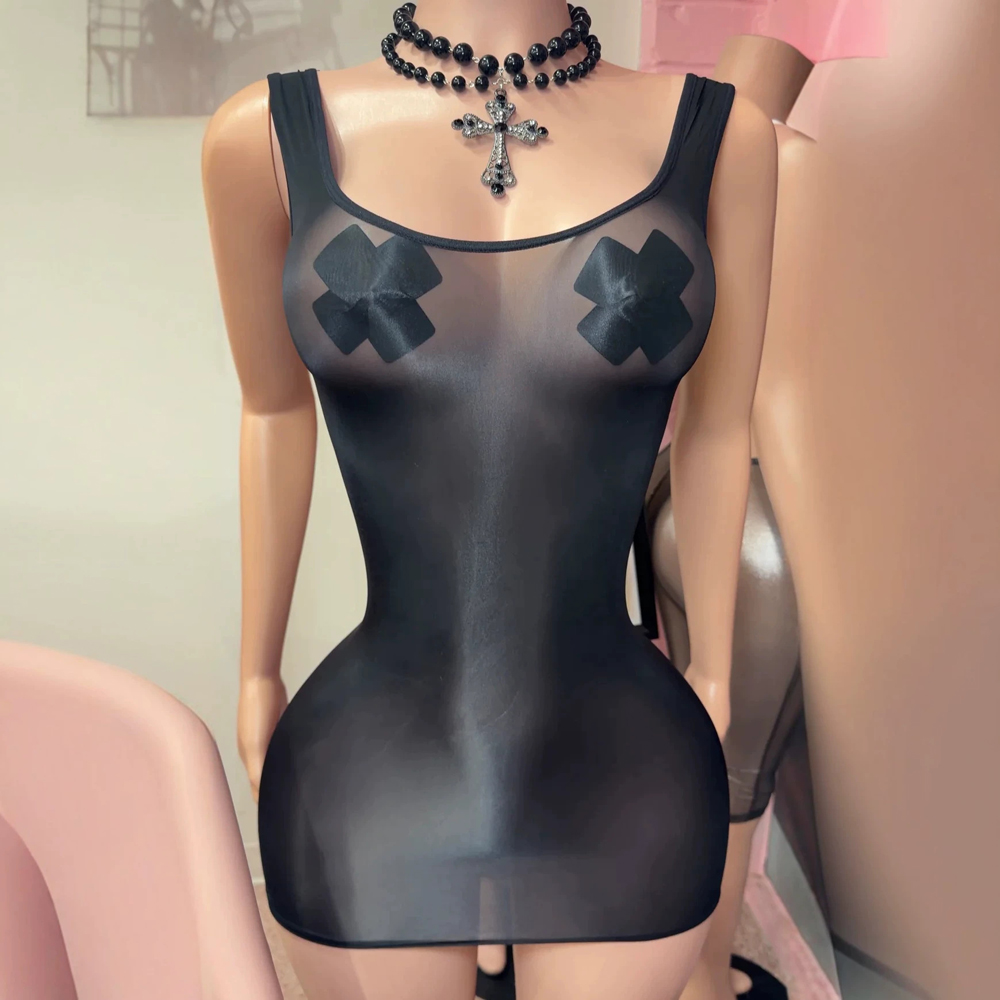 JENYAGE Sexy Glossy Sheer Tank - Sexy Mesh Sheer Bodycon Dress 评论和价格