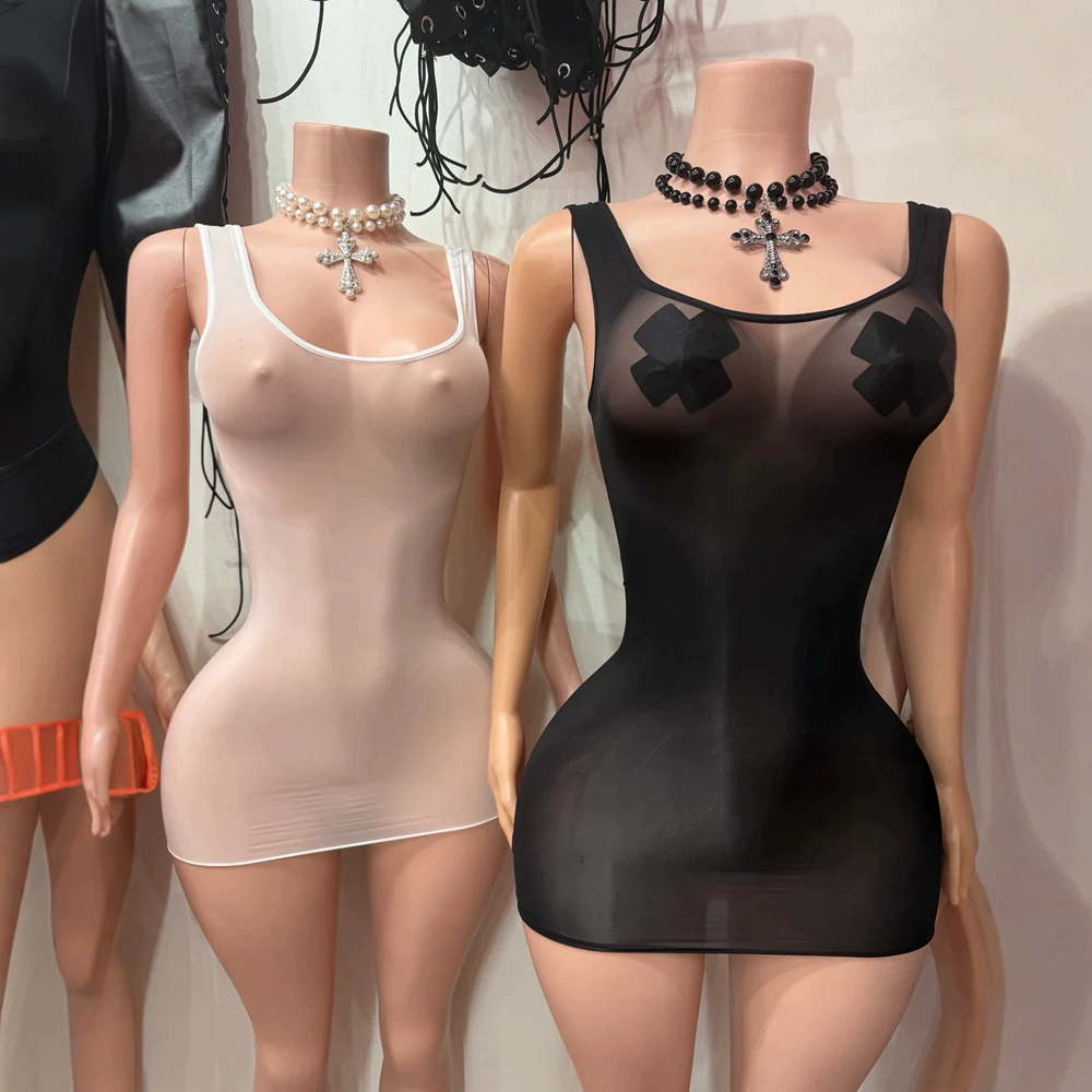 JENYAGE Sexy Glossy Sheer Tank - Sexy Mesh Sheer Bodycon Dress 评论和价格