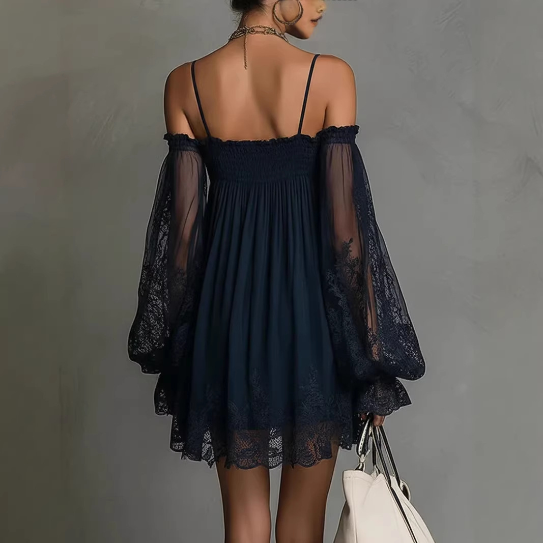 Off Shoulder Women Mini Dress  - French Vintage Floral Midi Dress 评论和价格