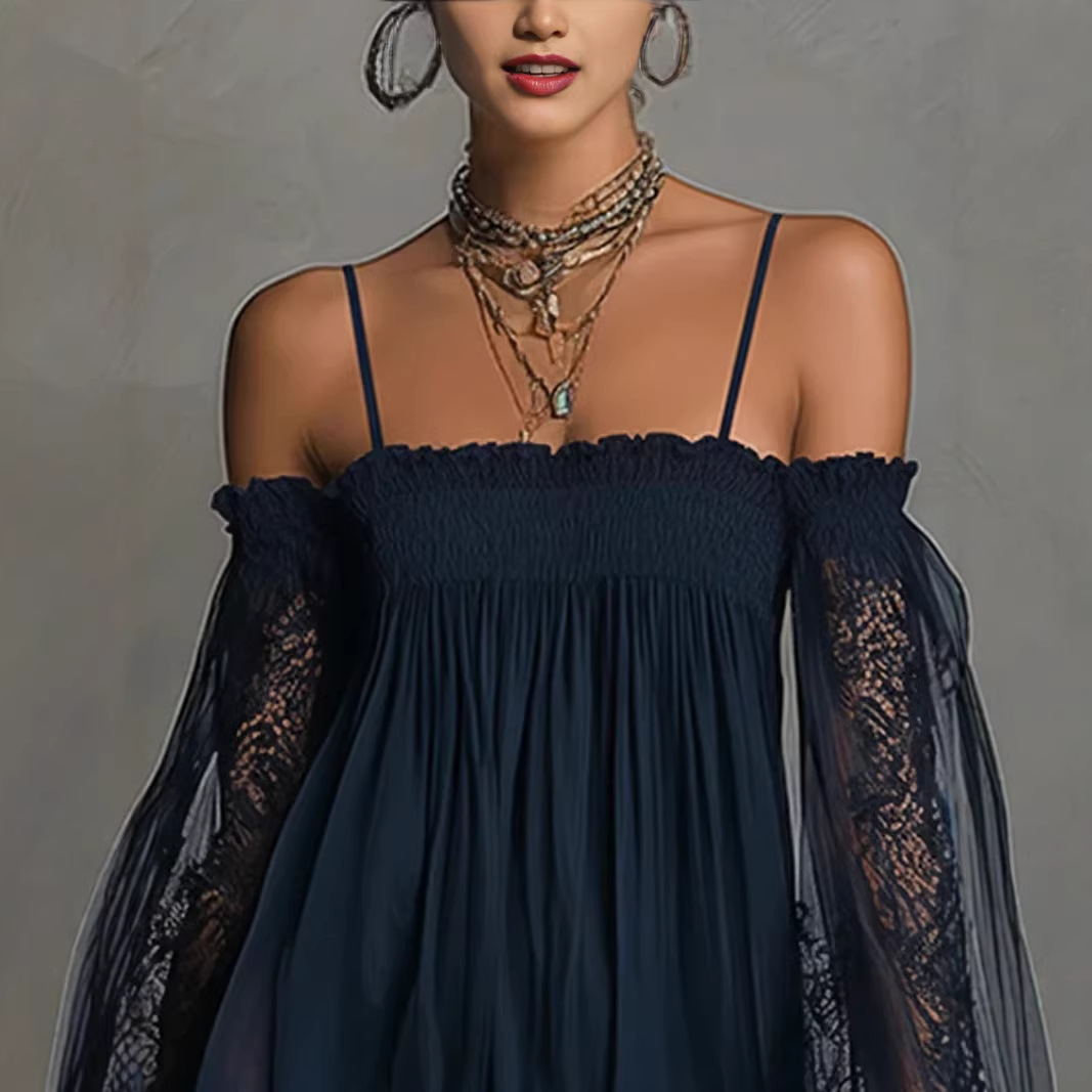 Off Shoulder Women Mini Dress  - French Vintage Floral Midi Dress 评论和价格