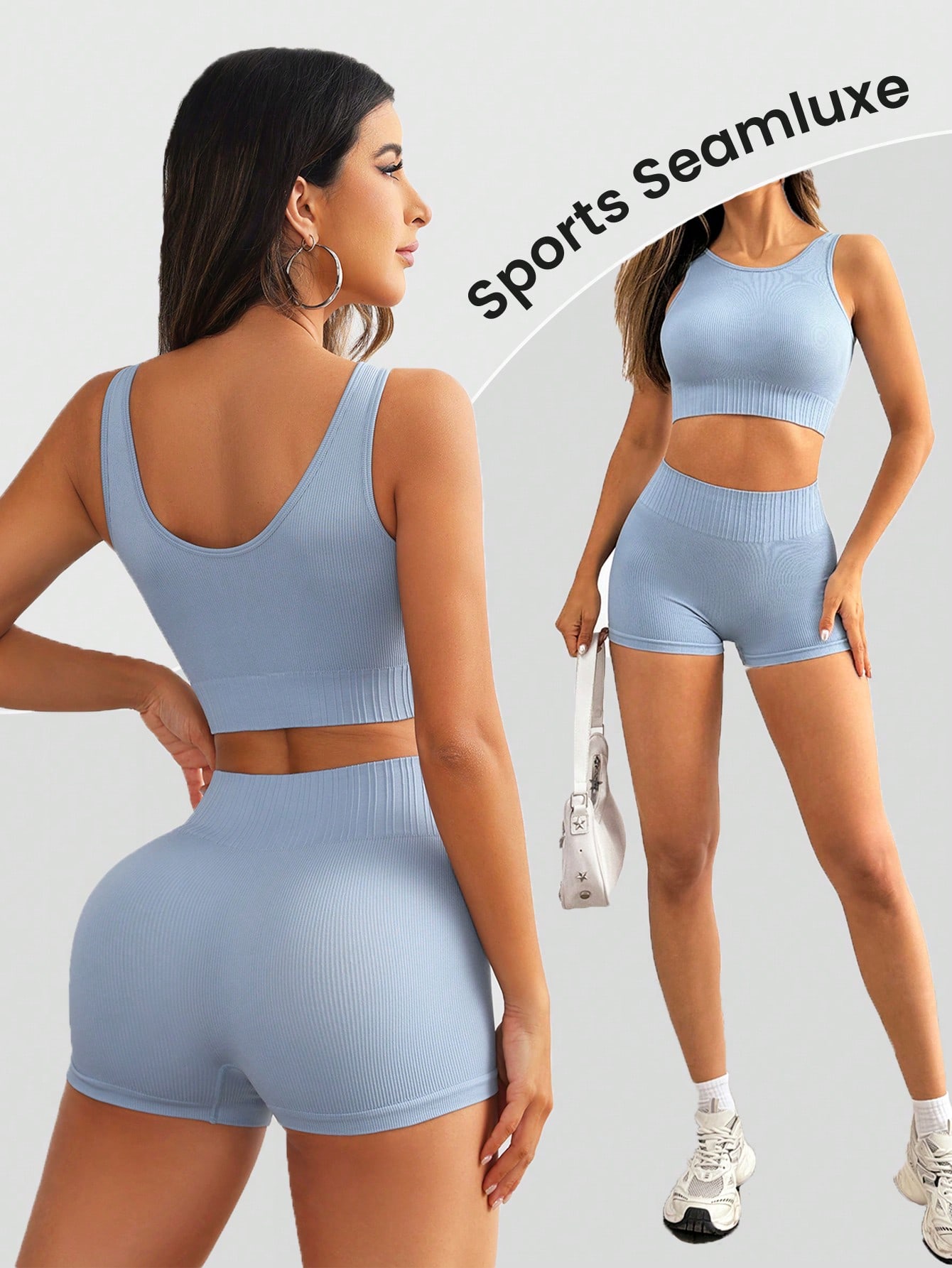 Women Seamless Ribbed Yoga Set - Seamless Ribbed Workout Tank Top 评论和价格